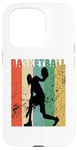 Coque pour iPhone 15 Pro Ballon de basket vintage pour homme et femme, rétro vieilli