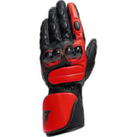 Dainese - Impeto Gloves, Leather Motorbike Gloves with Knuckle Protectors, Touchscreen Compatibility, Unisex Motorcycle Gloves, for Men or Women, Black/Lava Red, M