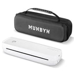 MUNBYN ITP04 Thermal Printer A4, Portable Printer A4 Inkless Wireless Printer, Mobile Bluetooth Printers, Compact No Ink Printer, for Home Photo Study, Compatible with Android & iOS, White with Case