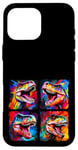 Coque pour iPhone 16 Pro Max Dinosaure T Rex Pop Art Dessin Coloré Peinture