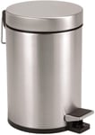 HOMION 3L Litre Round Pedal Bin Stainless Steel Toilet Bath Bathroom Kitchen Bin with Inner Bucket 3 Liter (Silver)
