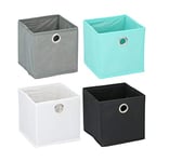 Invero Set of 4 Foldable Fabric Cube Storage Toy Box Organiser Basket Containers with Handles - Ideal for Kids Playrooms, Bedrooms, Home, Offices and more (30 x 30 x 30cm)