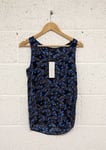 French Connection Fast Leaping Leo Vest Top Blue - 100% Silk - BNWT - UK 18