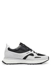 BOSS Mens Jonah Runn Mixed-Material Trainers with Faux-Leather Trims Size 9