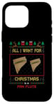 Coque pour iPhone 16 Pro Max Pull moche avec inscription « All I Want For Christmas Is A Pan Flute Music »