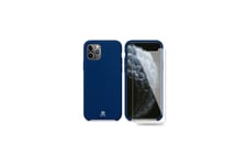 Ibroz Coque silicone bleu nuit + Verre trempé pour iPhone 11 Pro Max