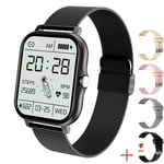 Montre Connectée Avec Écran Tactile Complet Pour Hommes Et Femmes,Tracker D'activité,Appel Bluetooth,Horloge Intelligente Pour Dames,2024 "",Document,1.69 - Type Mesh Belt Black #A