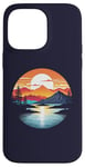 Coque pour iPhone 14 Pro Max Rouge Orange Coucher De Soleil Montagne Forêt Lac Réflexion Silhouette