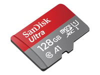 Sandisk Ultra - Flashminnekort (Microsdxc Til Sd-Adapter Inkludert) - 128 Gb - A1 / Uhs-I U1 / Class10 - Microsdxc Uhs-I