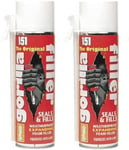 2 X Cans of the Original Gorilla Filler Weatherproof Expanding Foam 500Ml Each