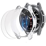 Miimall [2+2 Pack for Samsung Galaxy Watch 4 Classic 42mm 46mm Case with Tempered Glass Screen Protector, Soft TPU Protective Frame Shockproof Protective Shell Cover for Galaxy Watch 4 Classic-Clear