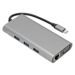 USB C -keskitin 10 in 1 1000M LAN Ethernet 4K HDTV VGA 100W PD Pikalataus Audio Kannettava USB-jakaja kannettavalle tietokoneelle