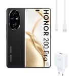 HONOR 200 Pro + Chargeur 100W, Smartphone 5G, 12Go+512Go, Écran AMOLED 6,78", Batterie 5200mAh, Triple Appareil Photo 50 MP, Double SIM, Android 14, Noir