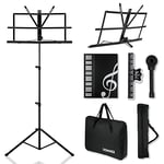 Donner Music Stand Sheet 2-in-1 Double-Usage Tabletop Book Stand DMS-2 Portable Pliant Léger Support Musique Support pour Guitare, Ukulélé, Violon Noir avec Sac