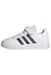 adidas Grand Lifestyle Court Elastic Lace and Top Strap Shoes Sneakers, Cloud White/Cloud White/Orange, 5.5 UK