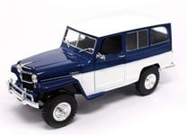 Willys Jeep Bleu / Blanc 1:18 Modèle LUCKY DIE CAST