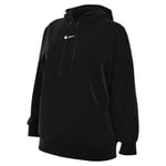 Nike Hooded Long Sleeve Top W NSW Phnx FLC Os Po Hoodie, Black/Sail, DQ5860-010, S-T