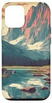 Coque pour iPhone 12/12 Pro Rocky Mountain Lake Vintage Paysage graphique