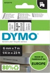 Dymo D1 etikettape, 6 mm, svart på genomskinlig