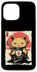 Coque pour iPhone 13 Pro Max Kawaii Samurai Cat Drinking Coffee, Ninja Cat for Cats Lovers