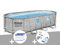 Kit piscine tubulaire ovale Bestway Power Steel SwimVista avec hublots 5,49 x 2,74 x 1,22 m + 6 cartouches de filtration + Kit d'entretien Deluxe