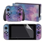 eXtremeRate Geometric Full Set Faceplates Skin Stickers + 2 pcs Screen Protectors for for Nintendo Switch (Console & Joy-con & Dock & Grip)