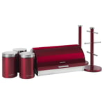 Morphy Richards Accents 6 Piece Storage Set, Stainless Steel, Red - 974100