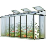 Serre adossée Flora 26 - panneaux en polycarbonate d'env. 16 mm - 388x142 cm - Aluminium - GFP