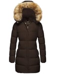 WenVen Manteau d'hiver Long pour Femme Veste matelassée épaisse Veste matelassée Chaude Parka d'hiver avec Capuche en Fausse Fourrure Marron XL