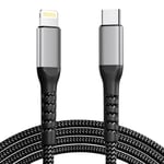 Câble USB C vers Lightning 2M[Certifié Apple MFi],Câble Chargeur iPhone USB C Câble iPhone Charge Rapide Nylon Cable Lightning USB C Cordon Fil Chargeur pour iPhone 14 Pro Max//13/12 Mini/11/.[W1095]