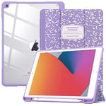 TiMOVO Étui Compatible avec Nouvel iPad 9ème Gén 2021/iPad 8ème Génération 2020/iPad 7ème Génération 10.2" 2019,Coque de Protection avec Porte-Crayon,Réveil/Veille Automatique, Cahier Taro Violet