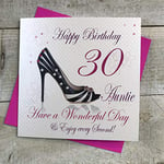 White Cotton Cards WBA30 Auntie Happy Birthday a 30 Have a Wonderful Day Carte d'anniversaire Faite Main 30e Blanc