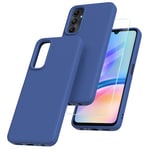 binandteam Coque pour Samsung Galaxy A05s 4G avec 1 Verre Trempé,Liquide TPU Silicone Case Anti Rayures Ultra Mince Bumper Antichoc Souple Compatible avec Samsung Galaxy A05s 4G - Bleu