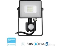 V-Tac Floodlight Led Projector 10W 800Lm 4000K Samsung Diode With Pir Motion Sensor Black Ip65 437