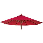 Toile pour parasol de gastronomie en bois HHG-667, rond Ø4m polyester 3kg, bordeaux