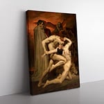 Dante And Virgil By William Adolphe Bouguereau Classic Painting Canvas Wall Art Print Ready to Hang, Framed Picture for Living Room Bedroom Home Office Décor, 50x35 cm (20x14 Inch)