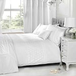 Rapport Home White Single Duvet Cover & P/case Bedding Bed Set Floral Emdroidered