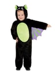 Smiffys Toddler Bat Costume, Black with Hooded All in One, Halloween Child Fancy Dress, Bat Dress Up Costumes