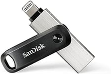 SanDisk iXpand Flash Drive Go 128GB, flash drive for iPhone, iPad, PC and Mac, iphone USB Flash drive, with Lightning and USB 3.0 connectors, automatick backup, keychain, iXpand app, Black