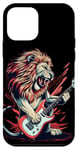 Coque pour iPhone 12 mini Costume de lion à bascule avec guitare électrique