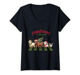 Womens Christmas on the Farm Festive Christmas V-Neck T-Shirt