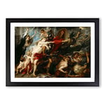 Big Box Art Consequences of War by Peter Paul Rubens Framed Wall Art Picture Print Ready to Hang, Black A2 (62 x 45 cm)