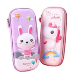 Justine ZSR Lot de 2 Trousses Scolaires Trousse à Crayon Trousse 3D idéal pour Fille/garçon étudiants Cadeau d'anniversaire (Licorne Rose/Lapin Violet)