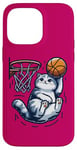 Coque pour iPhone 14 Pro Max Belle idée cadeau design drôle chat qui fait du basketball