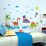 Ahlsen - Stickers Muraux Dinosaure Autocollants Muraux Dinosaure Dessin Animé Sticker Mural Arbre Sauvage Dino pour Pépinière Enfants Décoration