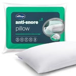 Silentnight Polyester Anti-Snore Pillow Ergonomically Designed with Contoured Foam Providing Head and Neck Support to Reduce Snoring – Hypoallergenic and Medium Support, White , Pack of 1