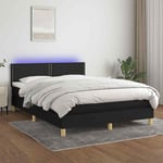 Sommier � lattes de lit avec matelas LED Noir 140x190 cm Tissu