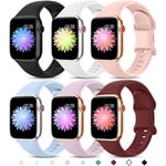 Higgs 6 Pack Bracelets Compatible avec Bracelet Apple Watch 40mm 41mm 38mm pour Femme et Homme, Bracelet Soft Silicone Sports pour iWatch Series (42mm 10) 9 8 7 SE(se 2) 6 5 4 3 2 1