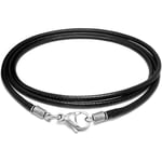 Läderhalsbandssnöre med spänne, 16 tum-24 tum flätat rep halsband för män kvinnor 316l rostfritt stål spänne, 2 mm svart lädersnöre halsband brunt Black 20 inch