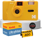 Lot De 2 Appareils Photo Réutilisables Comprenant Un Appareil Photo Kodak M35 35 Mm, Un Film Kodak 35 Mm 36 Poses Et Une Carte Tips (Jaune)